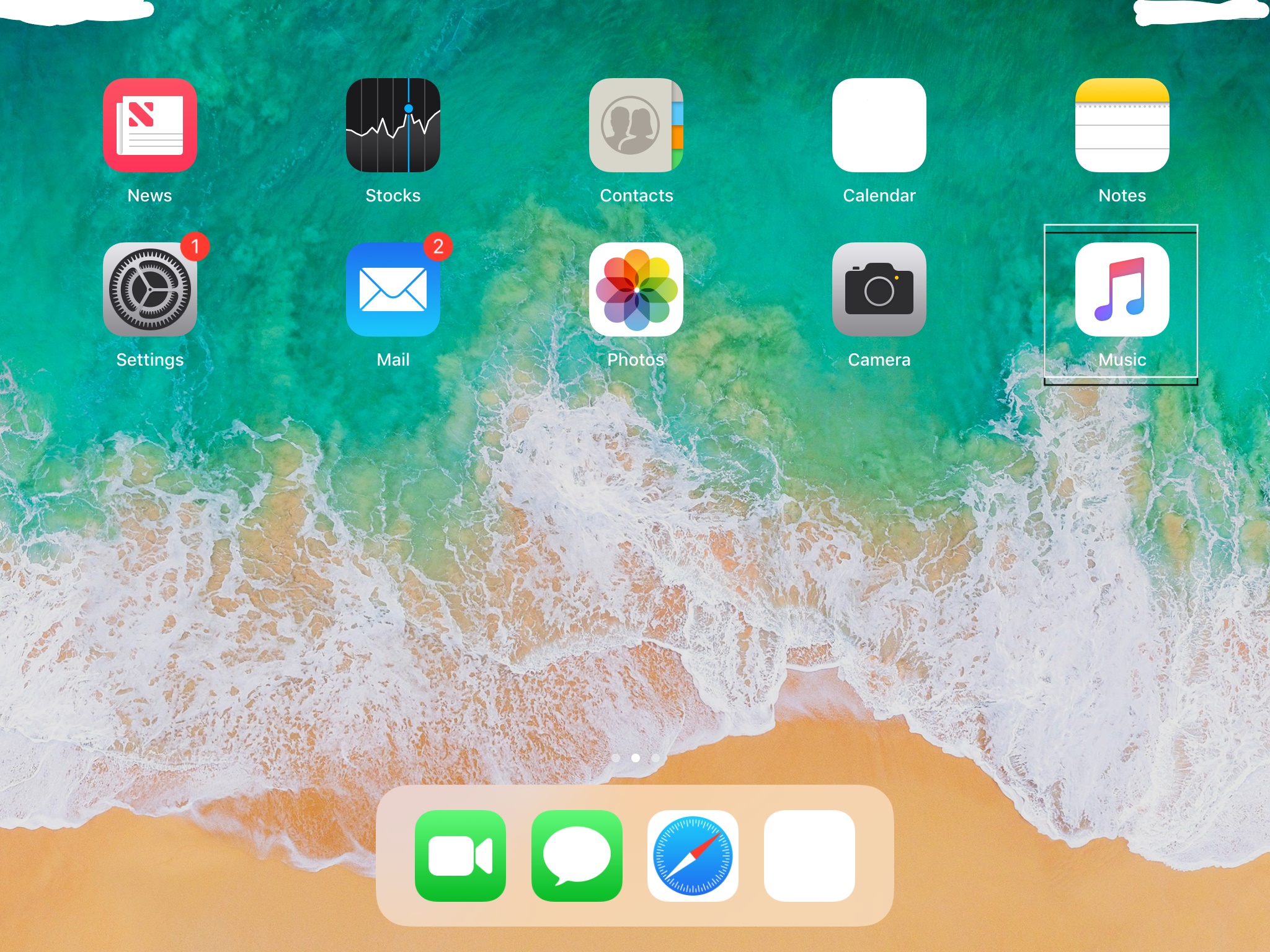 tap the music icon on ipad