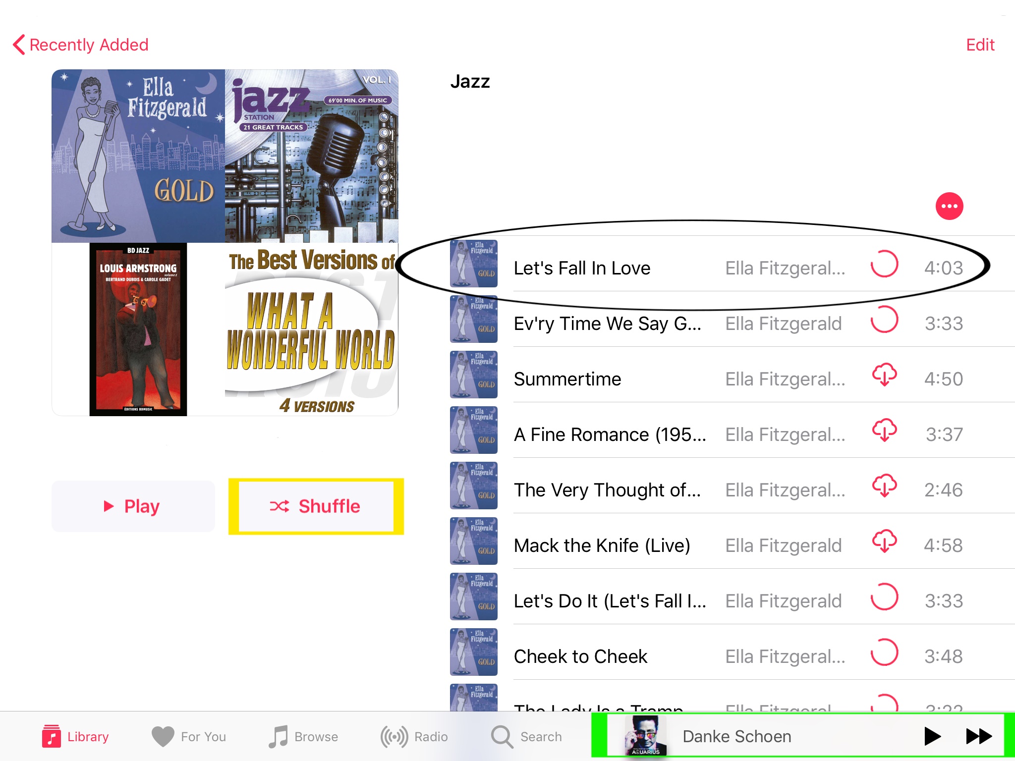 what the various buttons do on the playlist section in the music app on ipad